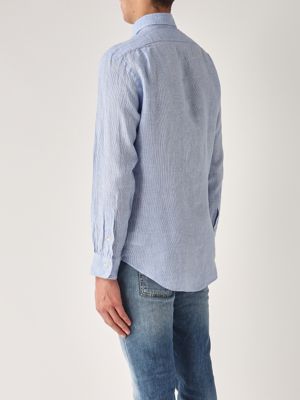 3. Custom fit linen shirt for men Navy-White