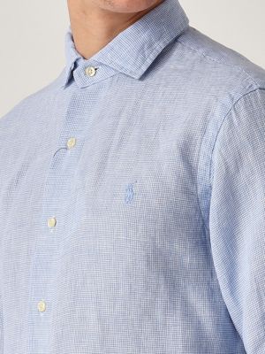 4. Custom fit linen shirt for men Navy-White