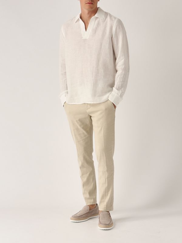 5. Camicia uomo Ventotene in lino Bianco MC2 Saint Barth vnt0001