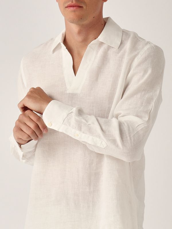 4. Camicia uomo Ventotene in lino Bianco MC2 Saint Barth vnt0001
