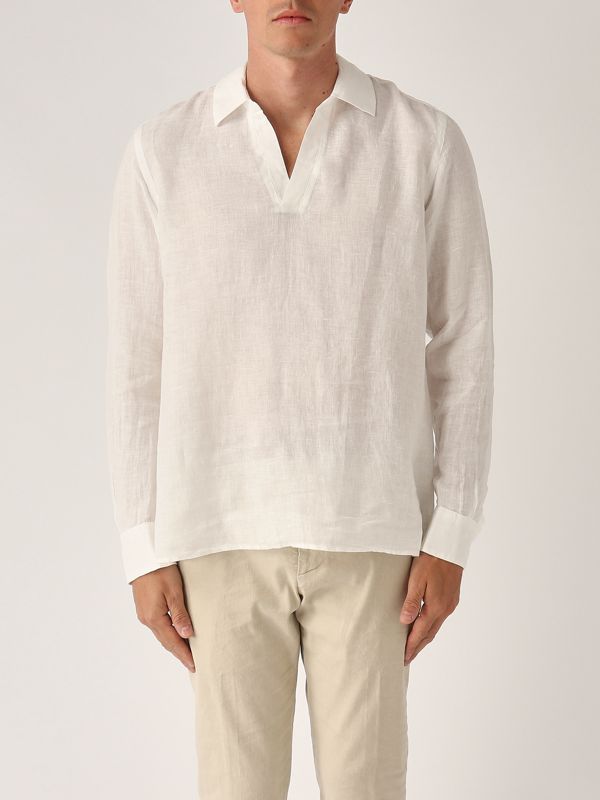1. Camicia uomo Ventotene in lino Bianco MC2 Saint Barth vnt0001