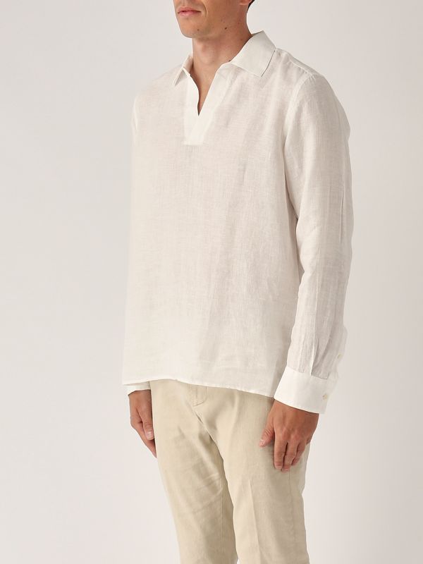 2. Camicia uomo Ventotene in lino Bianco MC2 Saint Barth vnt0001