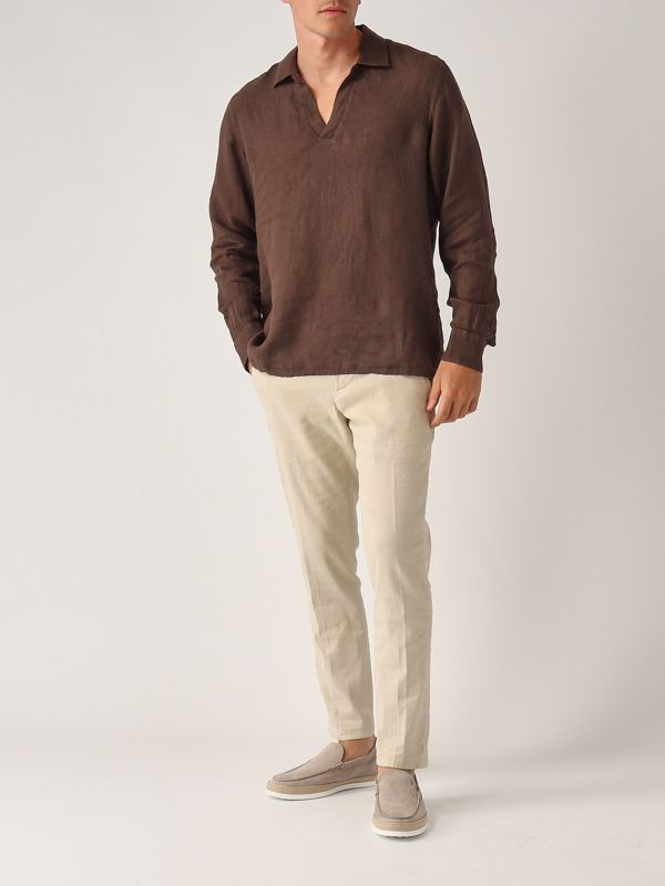 5. Camicia uomo Ventotene in lino Testa di Moro MC2 Saint Barth vnt0001
