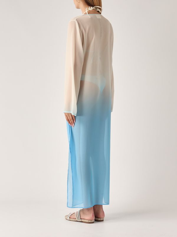 3. Vestido de mujer Aghata de georgette Blanco-Celeste MC2 Saint Barth agh0001