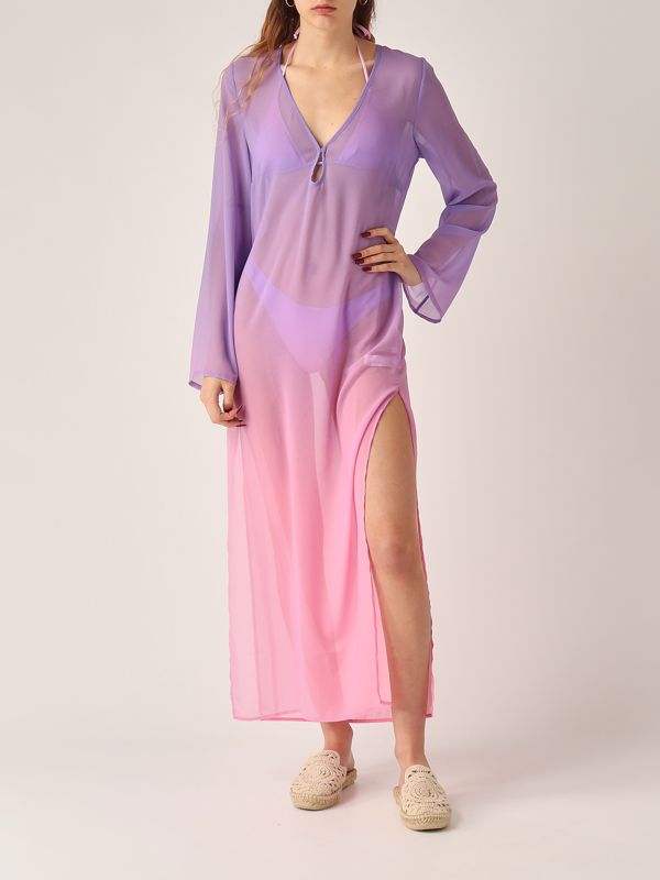 5. Vestido de mujer Aghata de georgette Lila-Rosa MC2 Saint Barth agh0001
