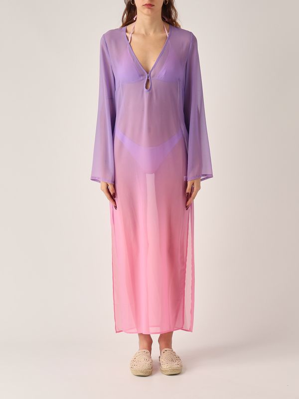 1. Vestido de mujer Aghata de georgette Lila-Rosa MC2 Saint Barth agh0001
