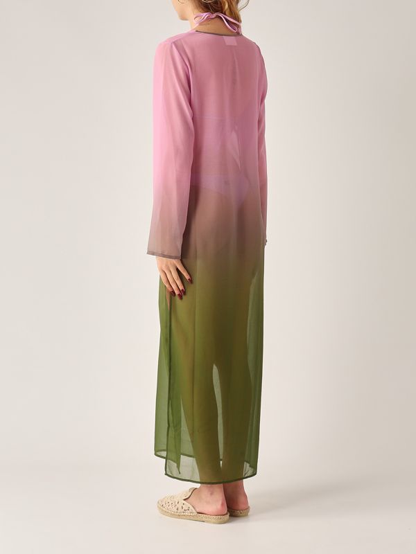3. Vestido de mujer Aghata de georgette Rosa-Verde MC2 Saint Barth agh0001