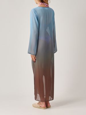 3. Vestido de mujer Aghata de georgette Celeste-Marrón