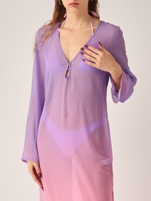 4. Vestido de mujer Aghata de georgette Lila-Rosa