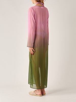 3. Vestido de mujer Aghata de georgette Rosa-Verde