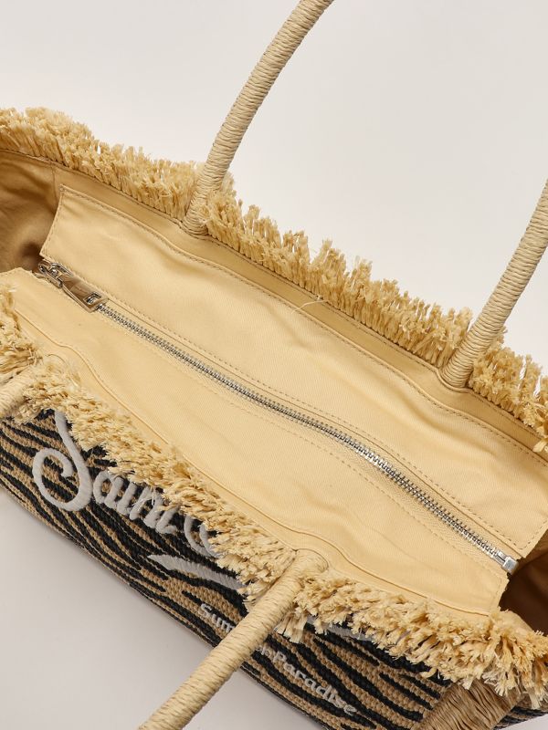 MC2 Saint Barth Women's raffia vanity bag - Zebra | Caposerio.com