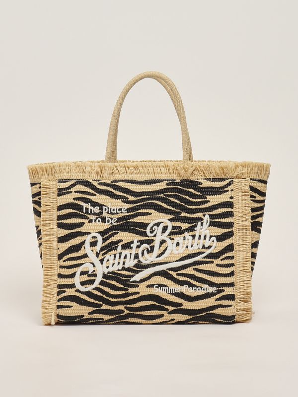Women's raffia vanity bag vani021 Zebra | Caposerio.com