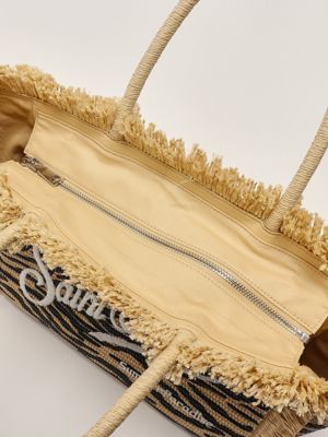 MC2 Saint Barth Women's raffia vanity bag - Zebra | Caposerio.com