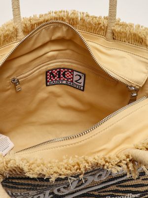 MC2 Saint Barth Women's raffia vanity bag - Zebra | Caposerio.com