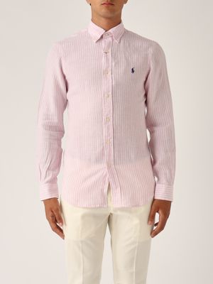 Tシャツ・カットソー Ralph Lauren SS25 Custom-Fit Linen Shirt (710966294 003) RALPH LAUREN CUSTOM FIT LINEN SHIRT CERAMIC WHITE