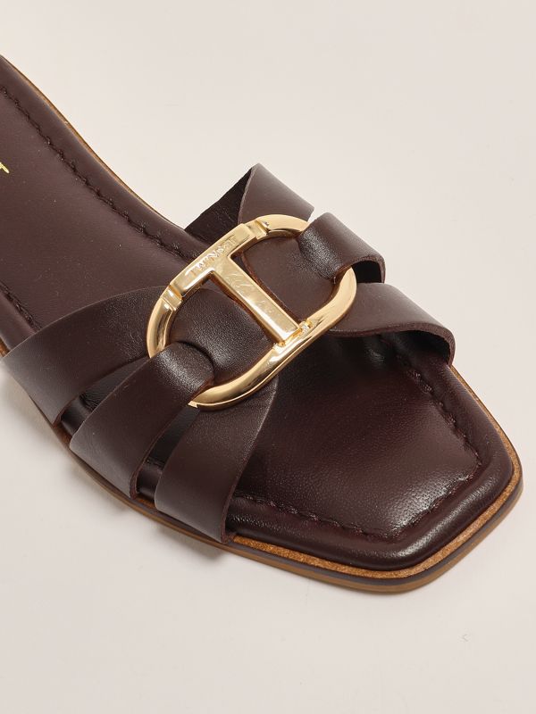5. Women's leather sandal Chocolate Twinset 251tgt090