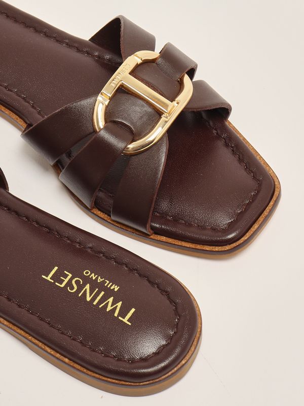 4. Women's leather sandal Chocolate Twinset 251tgt090