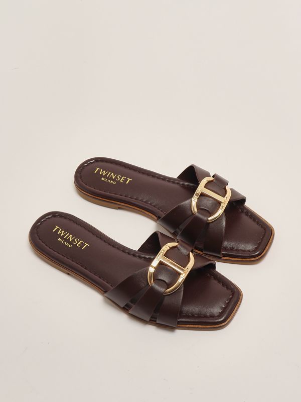 2. Women's leather sandal Chocolate Twinset 251tgt090