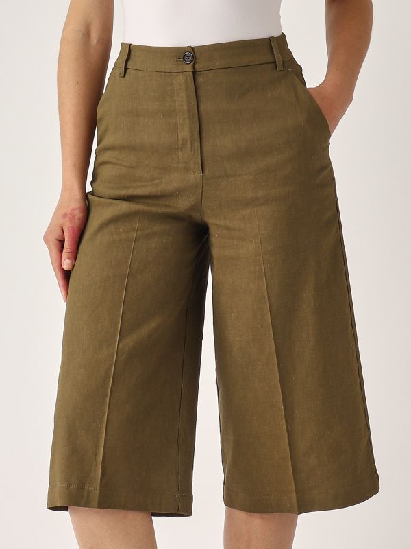Raccontami stretch linen blend Bermuda shorts for women