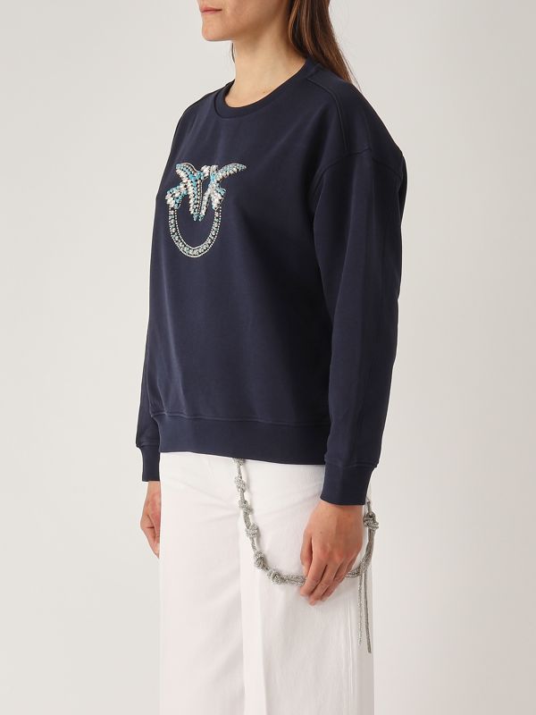 2. Nelly cotton sweatshirt for women Navy Blue Pinko 100534a2g8