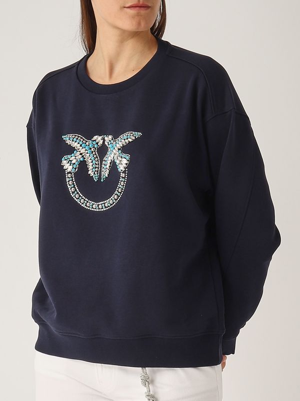 4. Nelly cotton sweatshirt for women Navy Blue Pinko 100534a2g8