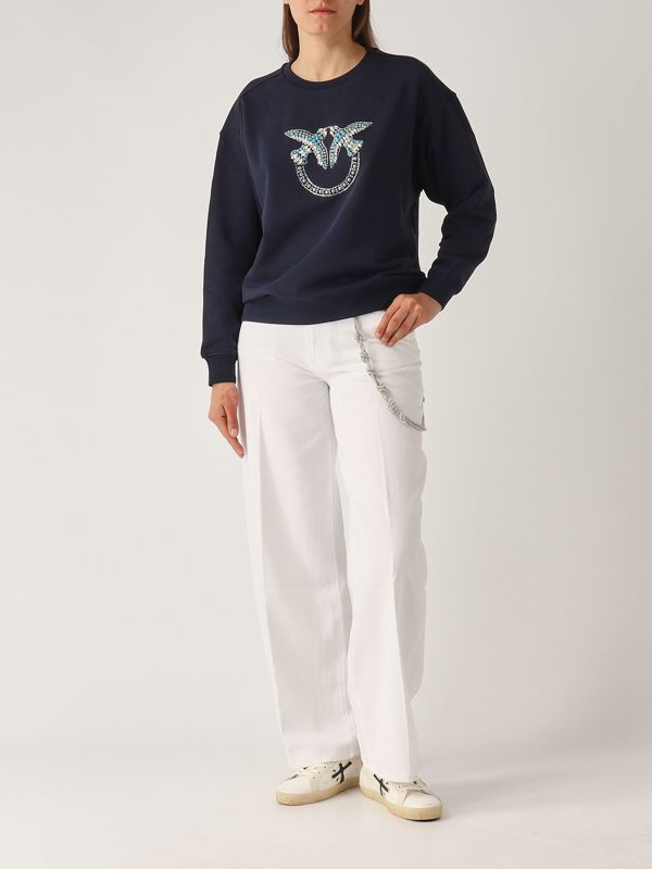 5. Nelly cotton sweatshirt for women Navy Blue Pinko 100534a2g8