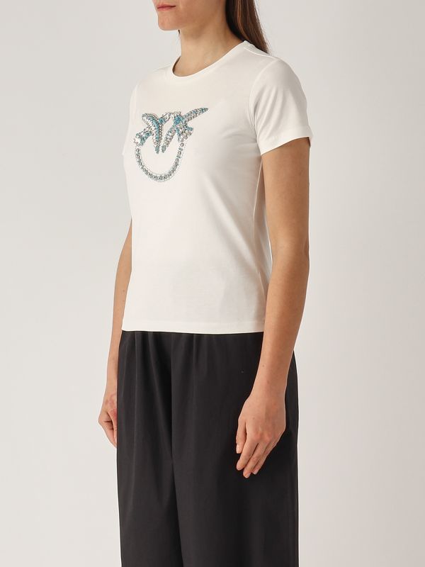 Tシャツ・カットソー PINKO Woman T-Shirt White 104603A2D7 Z05 Love-print T-shirt with stars PINKO → Shop Online