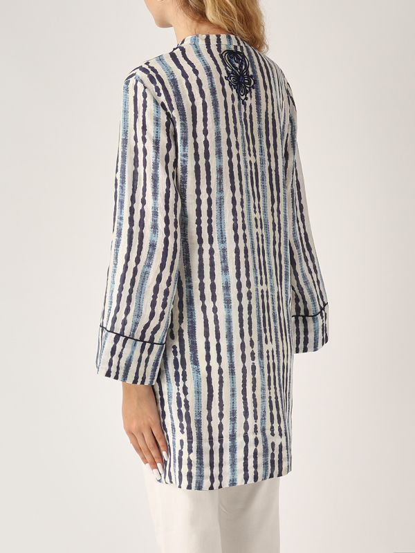 3. Caftano donna in lino Azzurro-Crema Maliparmi jm552943049