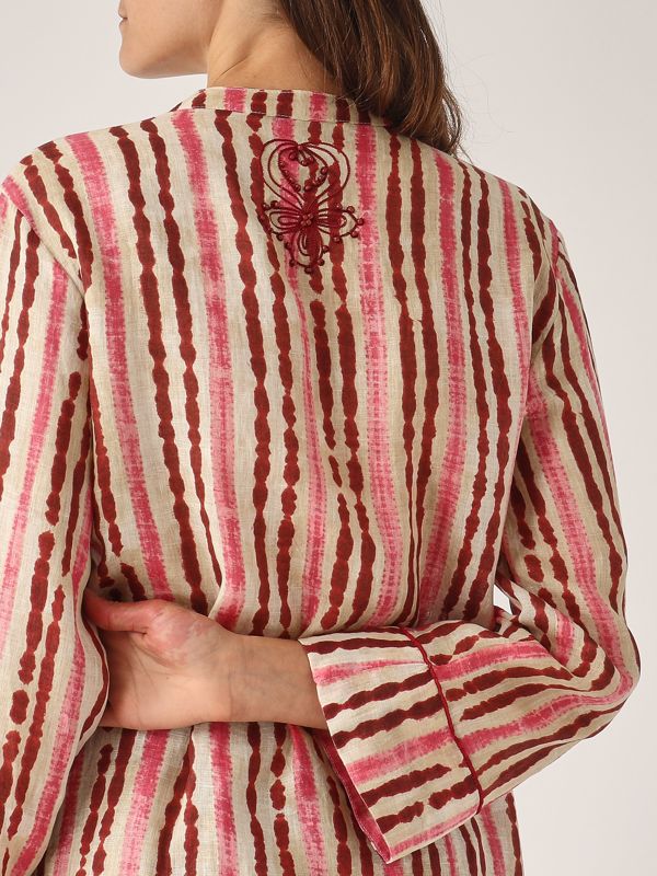 4. Caftano donna in lino Rosa-Beige Maliparmi jm552943049