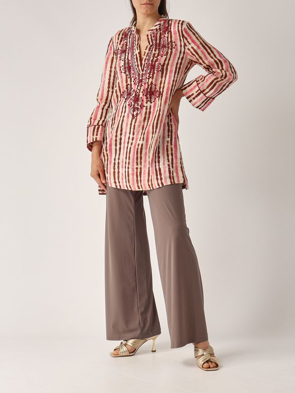 5. Caftano donna in lino Rosa-Beige Maliparmi jm552943049