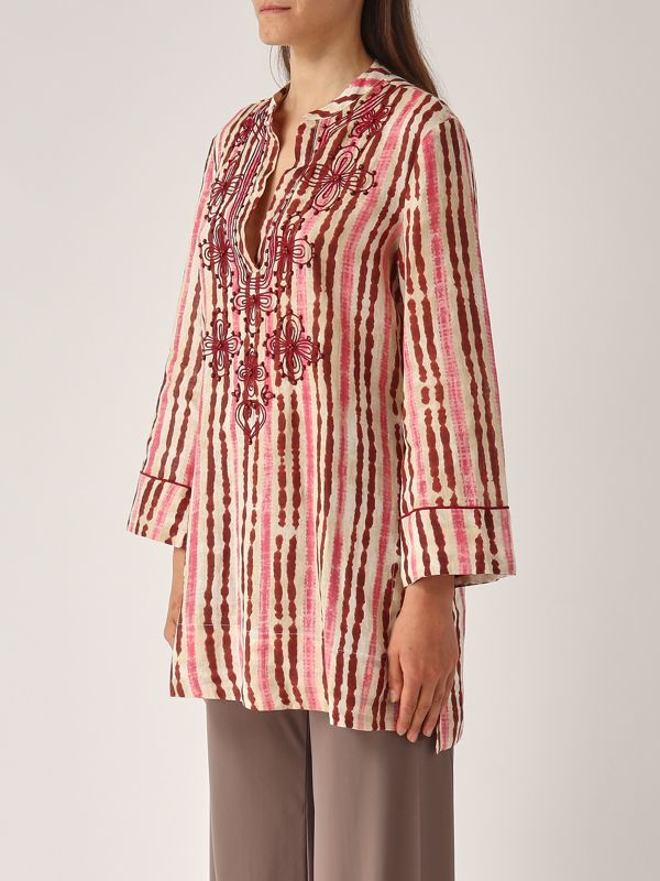 2. Caftano donna in lino Rosa-Beige Maliparmi jm552943049