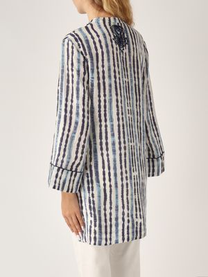 3. Caftano donna in lino Azzurro-Crema