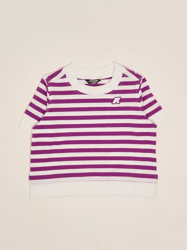 1. Baumwoll-T-Shirt für Mädchen Weiß-Violett K-Way k2126zw