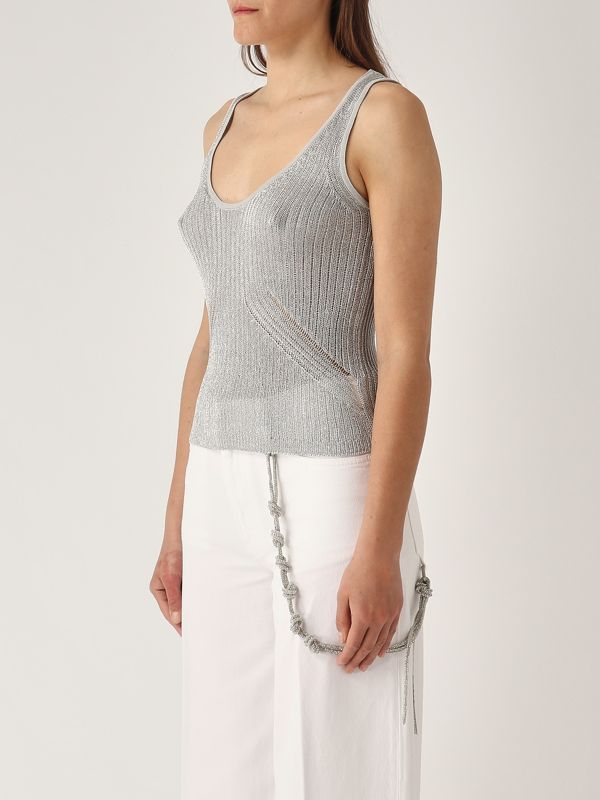 2. Top donna Noha in viscosa metallizzata Silver Pinko 105148a2lo
