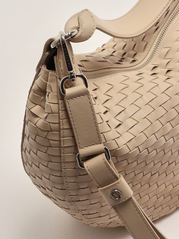 5. Borsa donna Dumpling Nappa Woven Large in pelle intrecciata Avorio Orciani b02184nwo