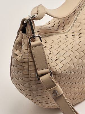 5. Borsa donna Dumpling Nappa Woven Large in pelle intrecciata Avorio