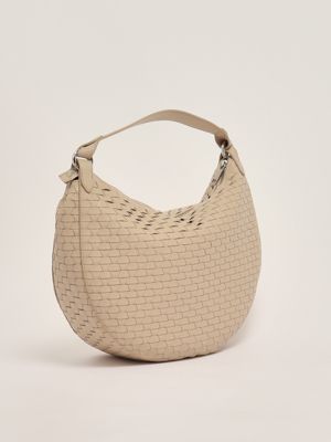 2. Borsa donna Dumpling Nappa Woven Large in pelle intrecciata Avorio