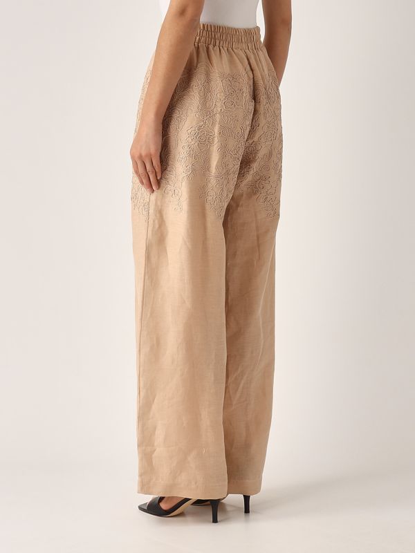 パンツ ERMANNO SCERVINO Beige stretch cotton pant donna-abbigliamento-pantaloni-