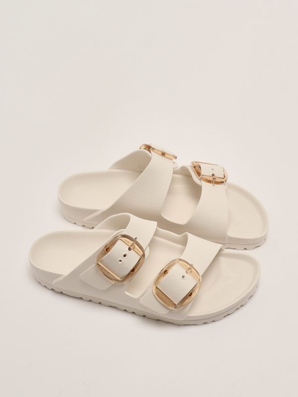2. Arizona Big Buckle EVA rubber sandals for women Dirty White Birkenstock 1029651