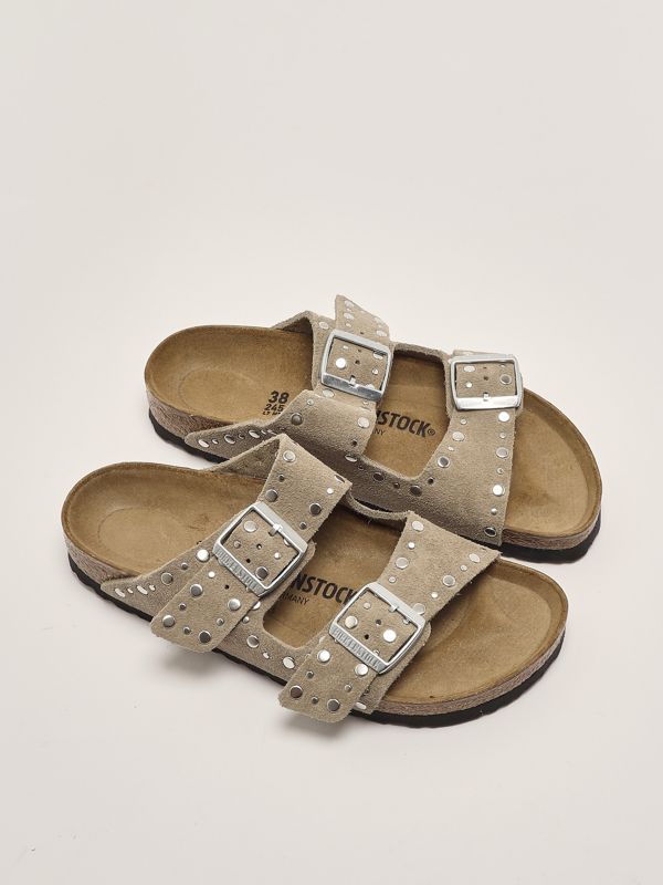 2. Arizona Rivet suede sandals for women Dove grey Birkenstock 1029390