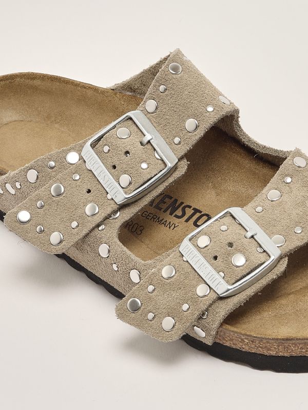 5. Arizona Rivet suede sandals for women Dove grey Birkenstock 1029390