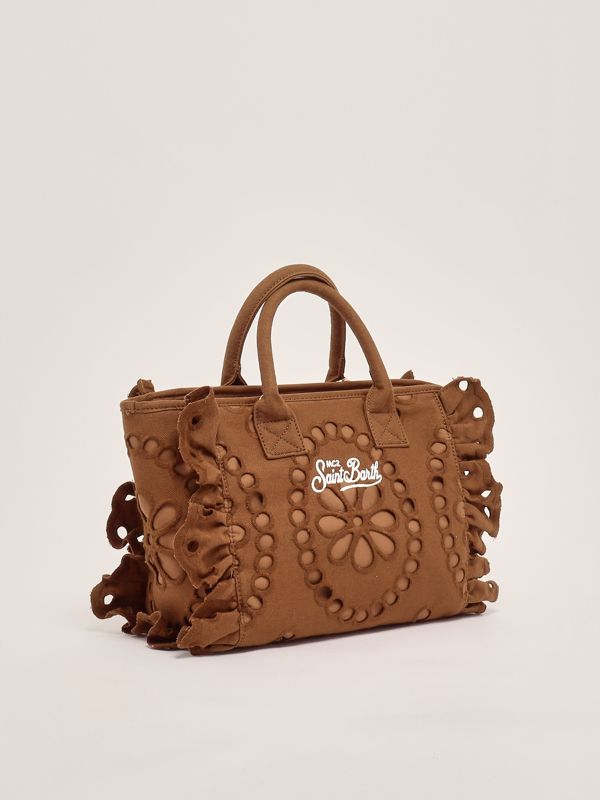 Borsa A Triangolo In Pelle Floreale American Darling - Marrone - Artigianale Con Frange