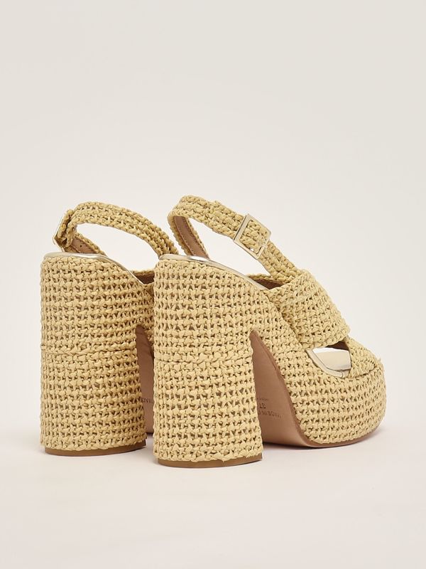 Stradivarius Ballerine Rafia Leather And Raffia Sandals For Women