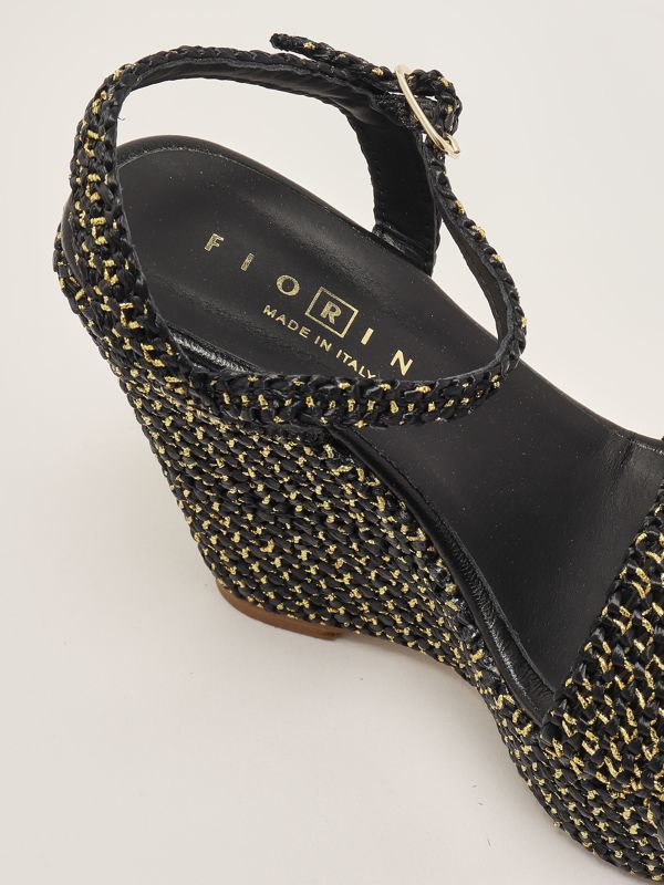 5. Women's leather and raffia wedge Gold-Black Fiorina 214j620