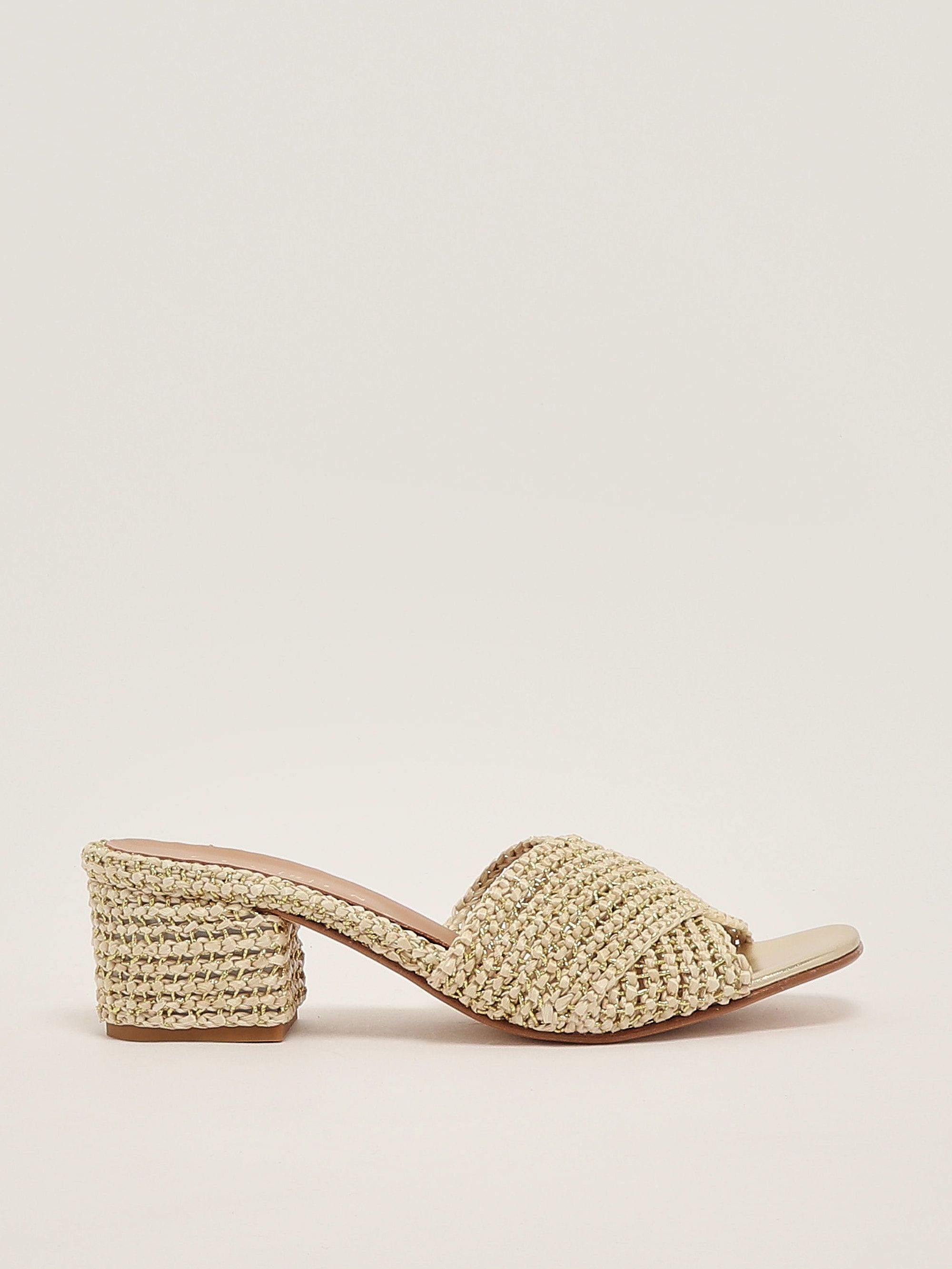 The Daytona Two-Tone Raffia Sandal with Gold Buckle main image 1