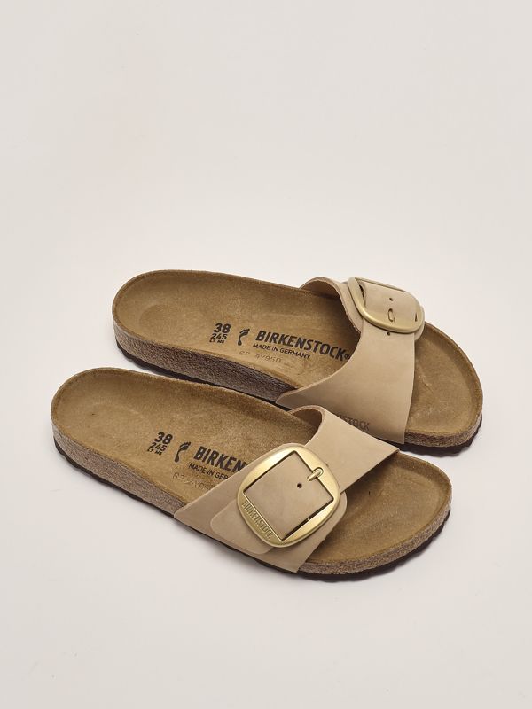 2. Madrid Big Buckle nubuck leather sandals for women Sand Birkenstock 1024009