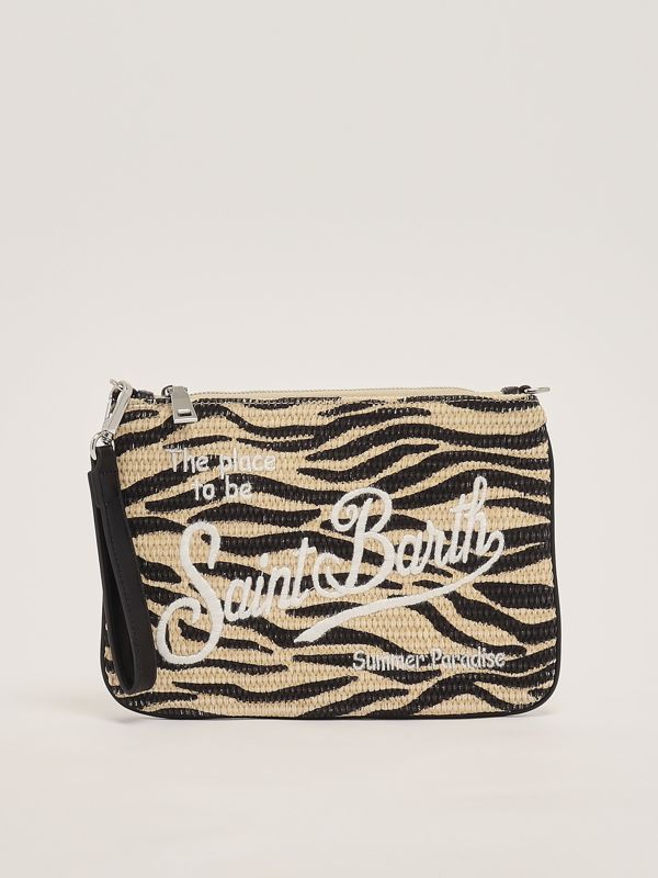 1. Pochette Parisienne à effet de paille pour femme Zebra 0010 Emb MC2 Saint Barth par0021
