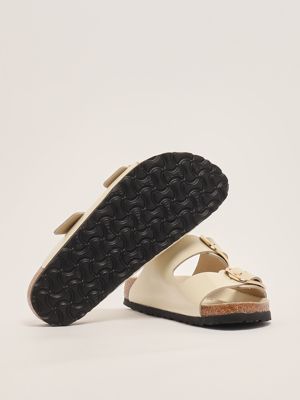 4. Arizona Big Buckle natural leather sandals for women Ecru