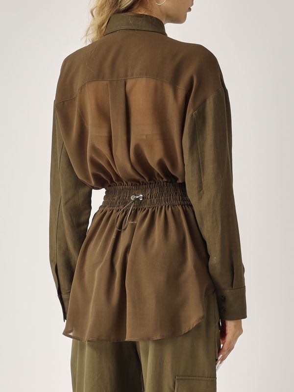 4. Oramai viscose and linen overshirt for women Dark green Pinko 105017a2i9