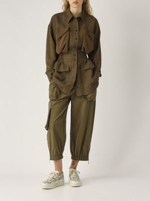5. Oramai viscose and linen overshirt for women Dark green